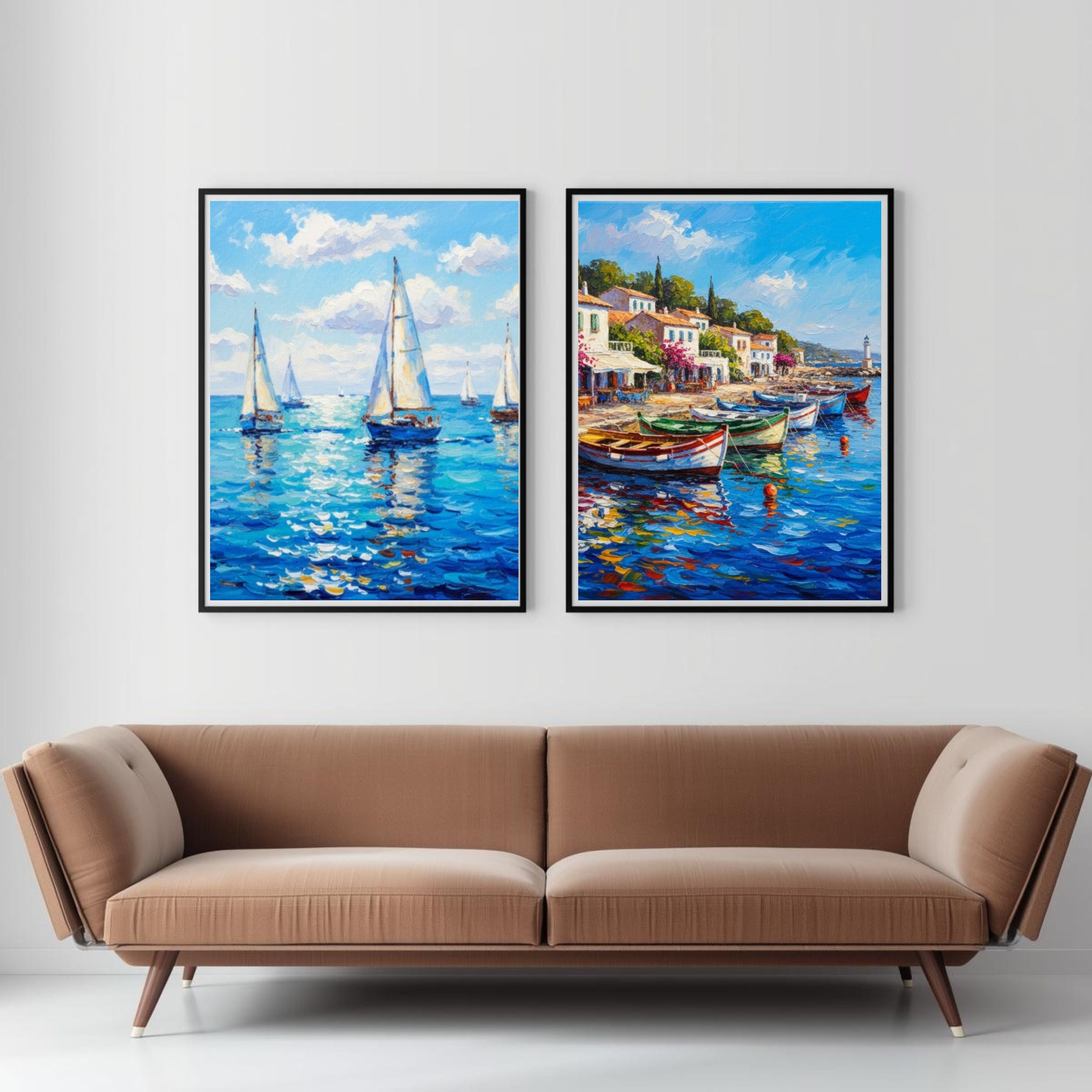20-Piece Mediterranean Coast Mega Bundle | Impressionist Digital Wall Art Set (Greece Santorini, Italy Tuscany Prints)