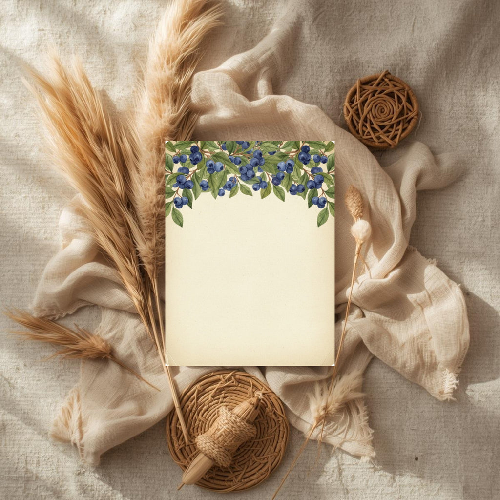 Blueberry Cottage Digital Notebook: Light Blue Gingham Lined Journal & Aesthetic Recipe Planner PDF