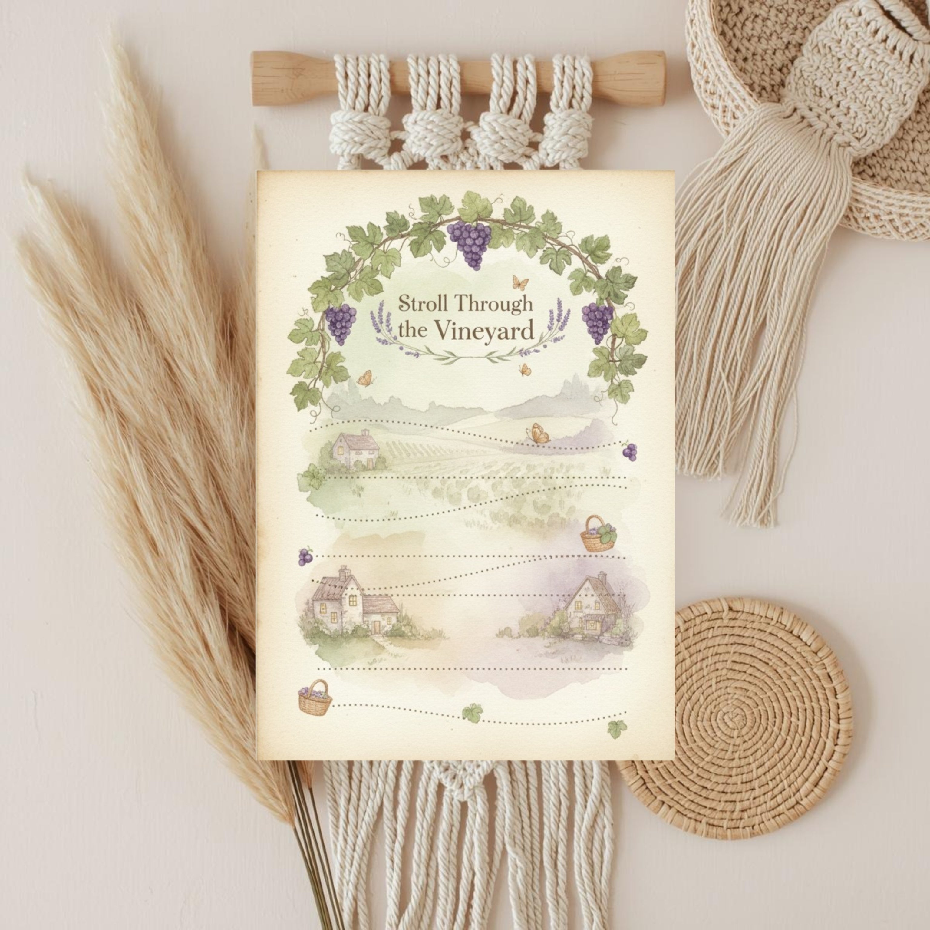 Cozy Grape Vineyard Cottage Monthly Planner: Aesthetic Digital & Printable PDF Organizer