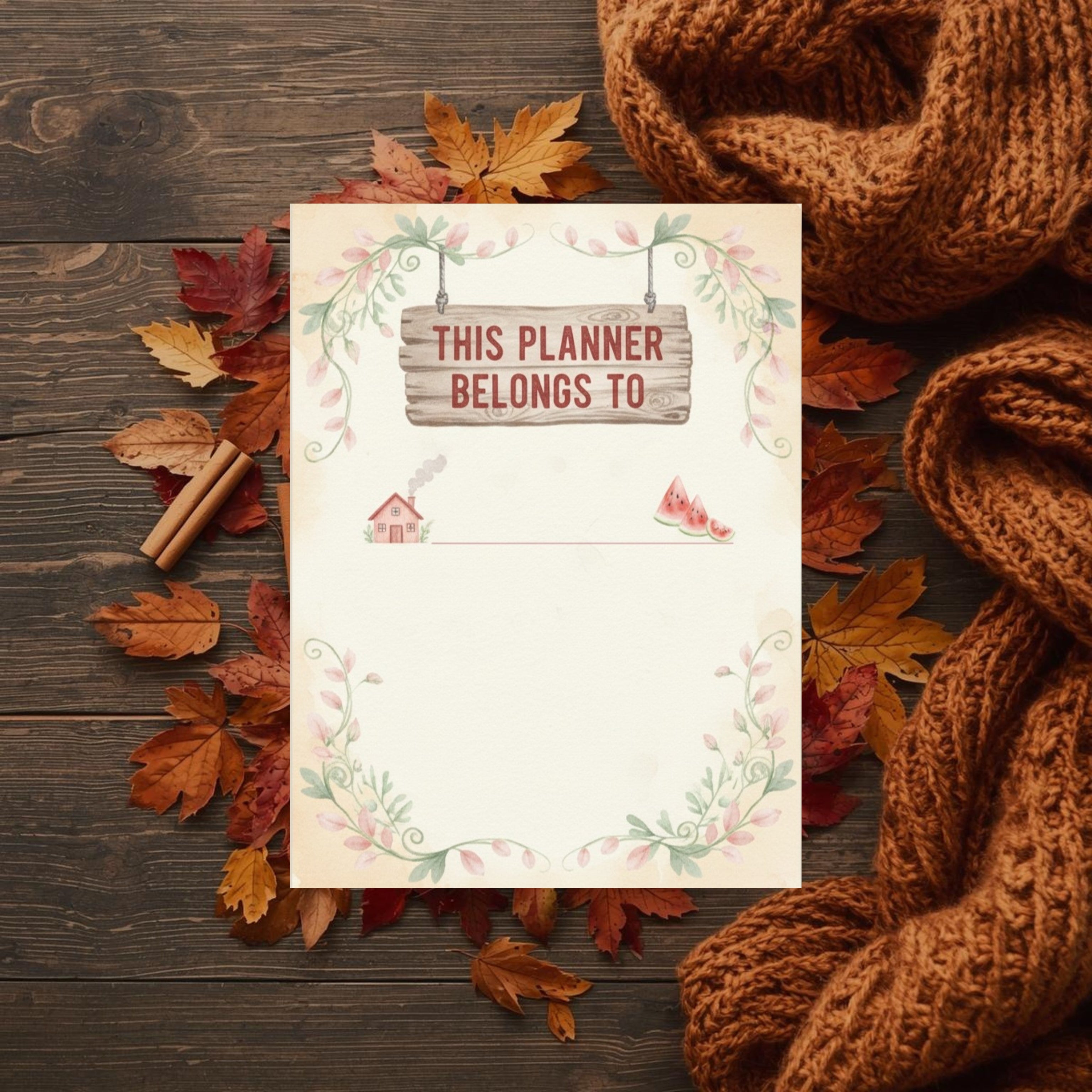 Watermelon Farmhouse Monthly Planner: Undated Digital PDF, Habit Tracker, Budget, & Reflection Pages