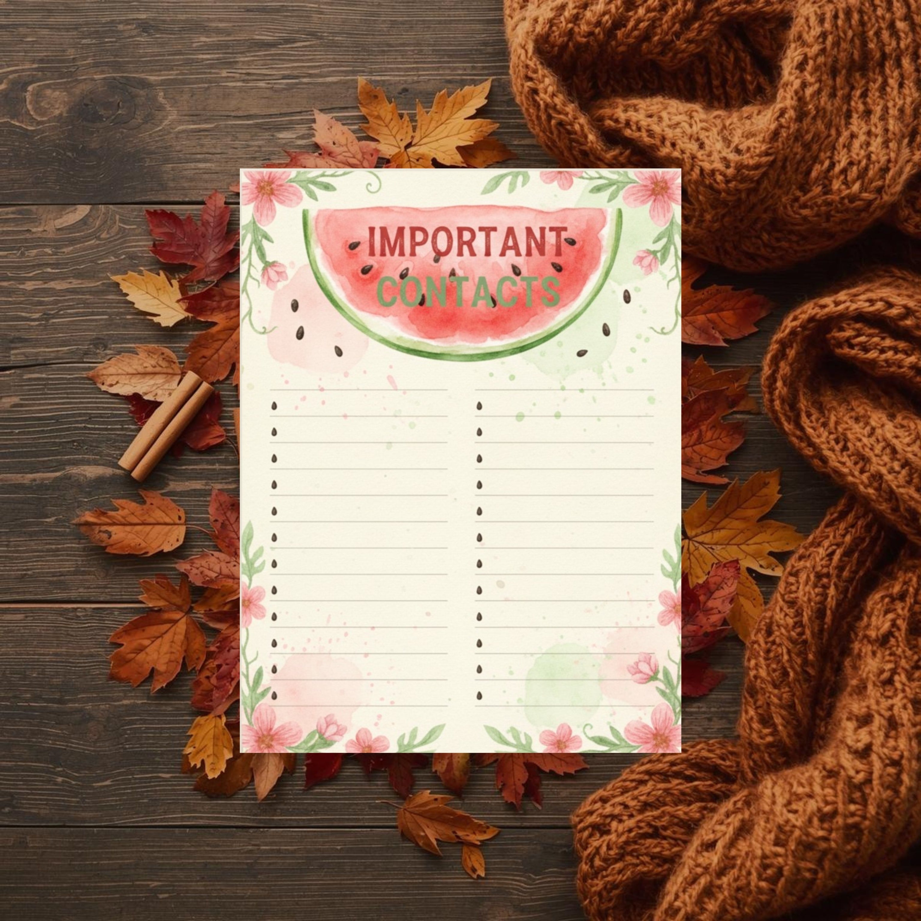 Watermelon Farmhouse Monthly Planner: Undated Digital PDF, Habit Tracker, Budget, & Reflection Pages