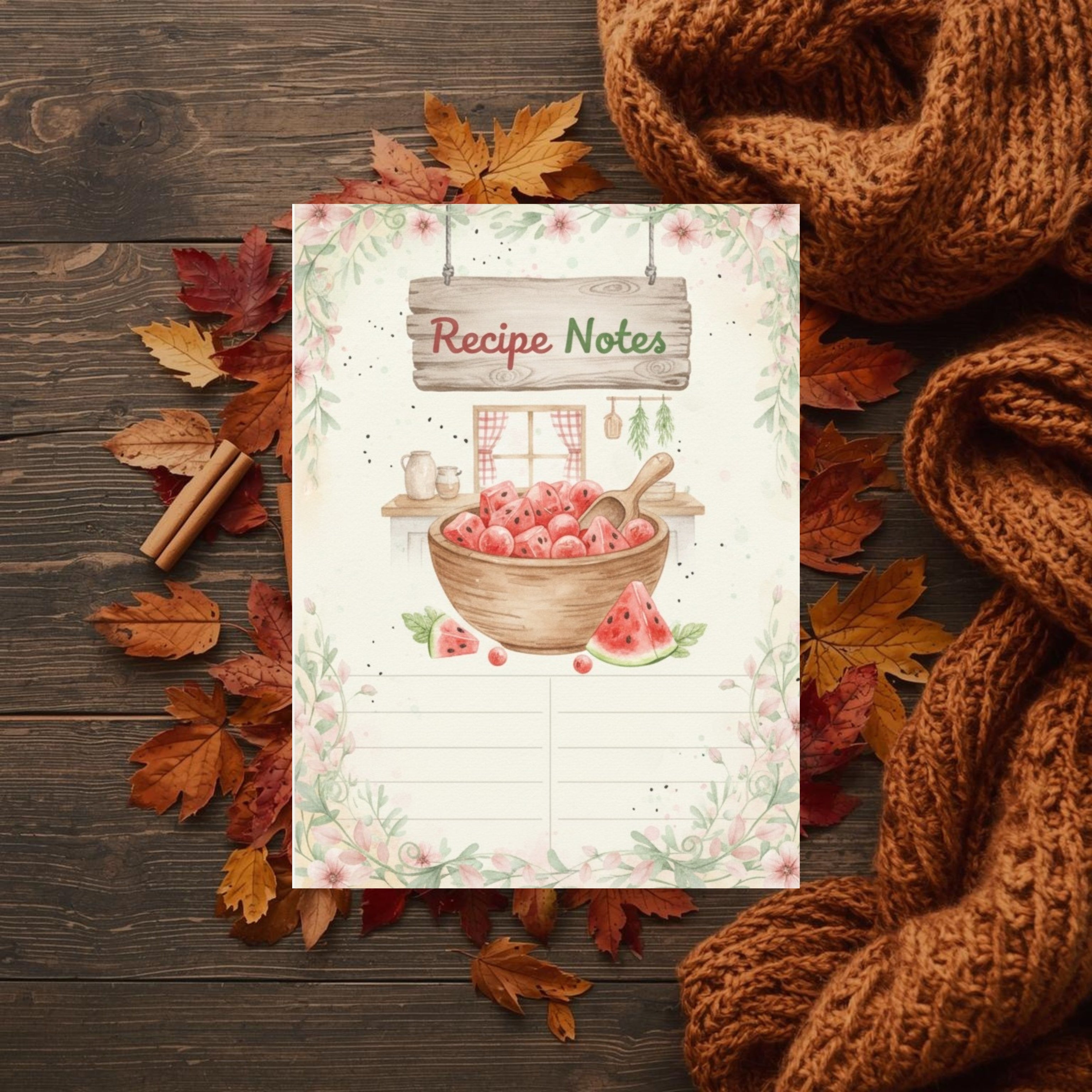 Watermelon Farmhouse Monthly Planner: Undated Digital PDF, Habit Tracker, Budget, & Reflection Pages