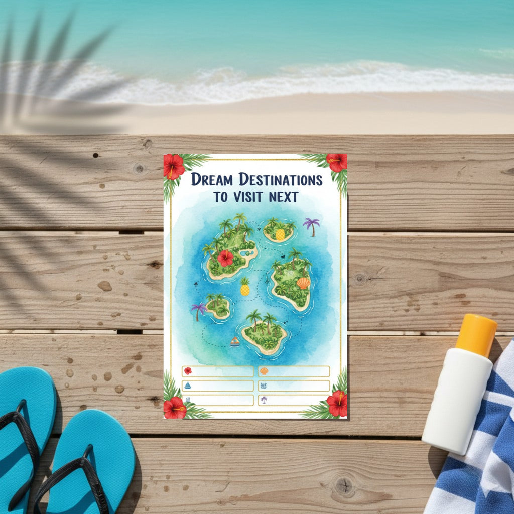 Whimsical Wanderlust: Digital Tropical Travel Journal for Couples & Beach Vacations (GoodNotes & Printable)