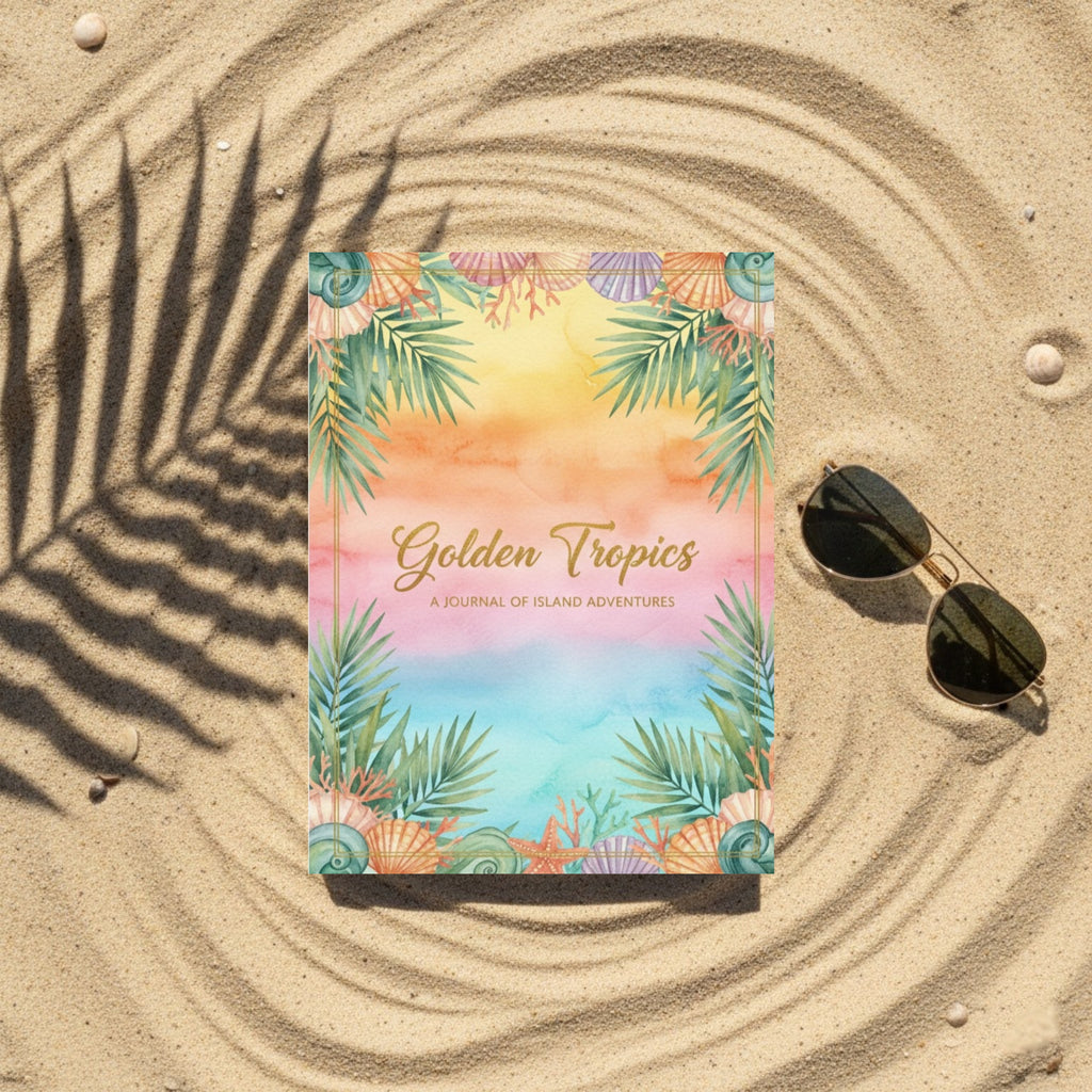 Golden Tropics Island Journal: Aesthetic Summer Vacation & Beach Trip Digital Scrapbook (GoodNotes & Printable PDF)