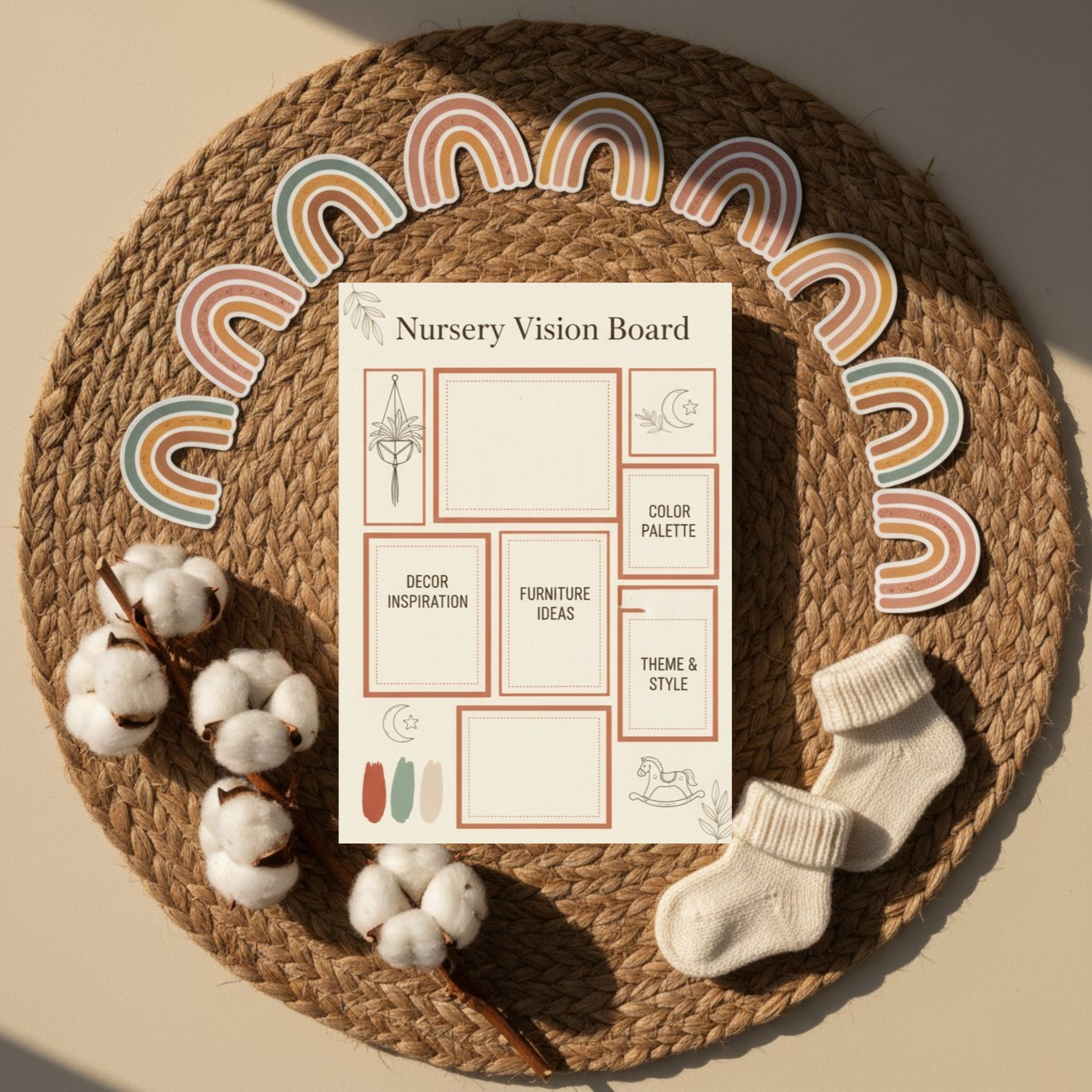 Boho Pregnancy Journal: Aesthetic Digital Keepsake & Trimester Tracker (Minimalist Rainbow Baby Memory Book)