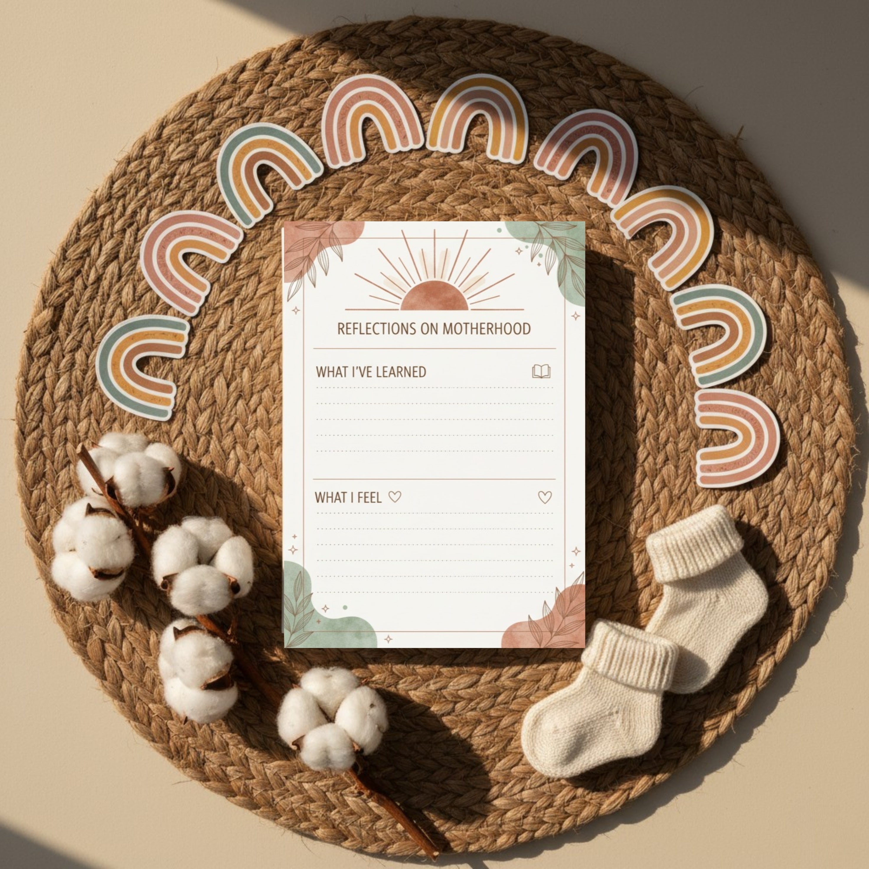 Boho Pregnancy Journal: Aesthetic Digital Keepsake & Trimester Tracker (Minimalist Rainbow Baby Memory Book)