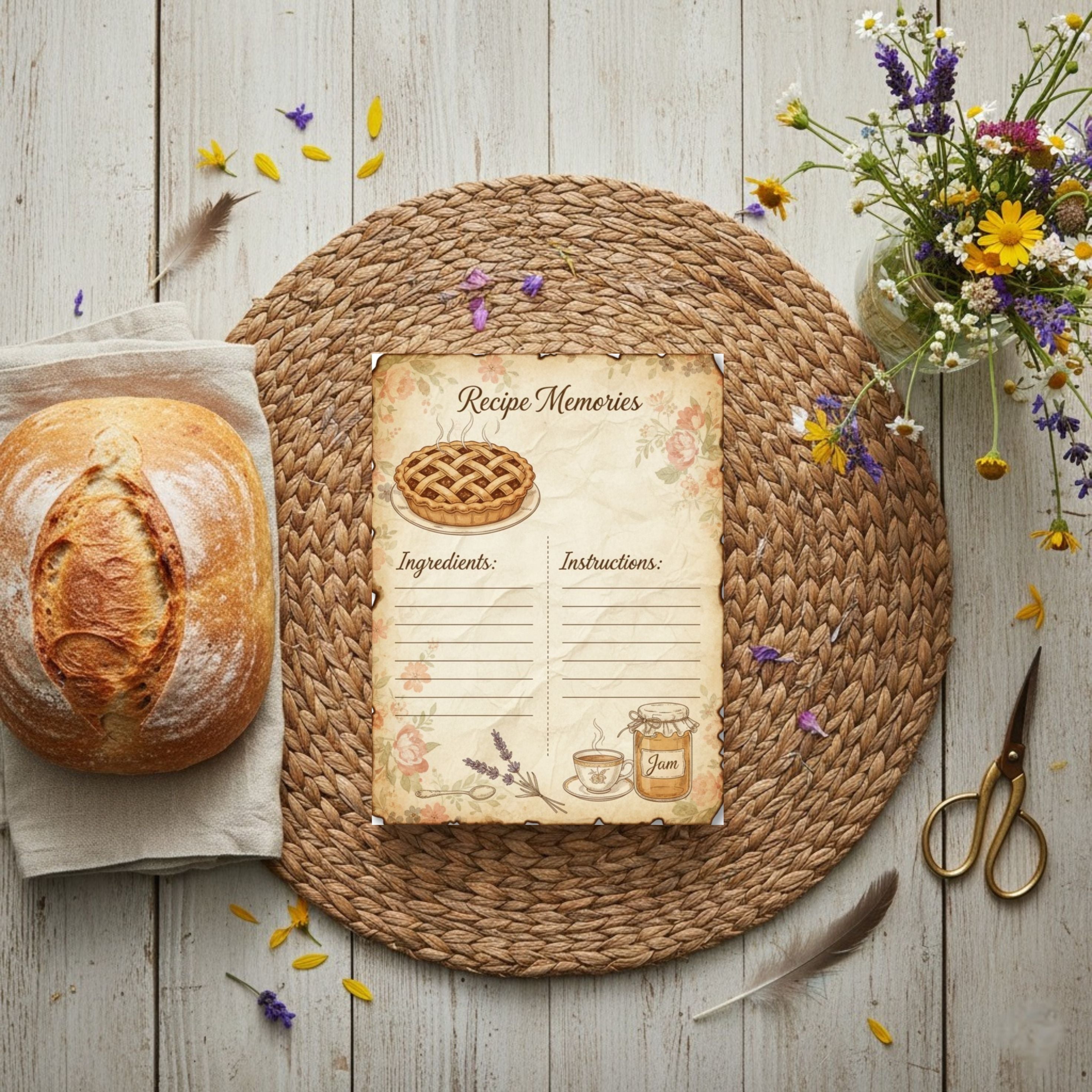 Vintage Cottage Journal: Rustic Sketch Digital Notebook for Cozy Reflection & Mindful Living (GoodNotes & Printable)