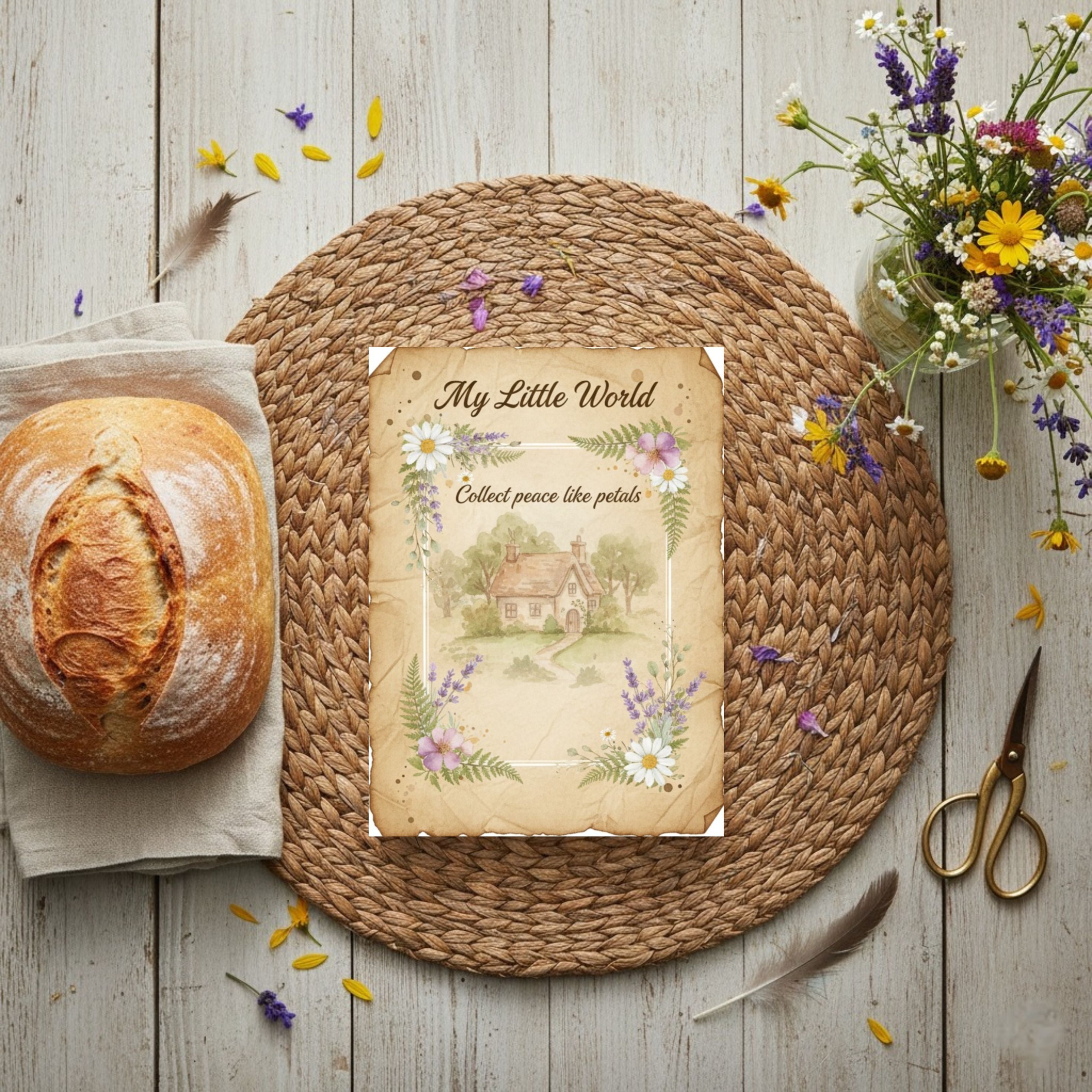 Vintage Cottage Journal: Rustic Sketch Digital Notebook for Cozy Reflection & Mindful Living (GoodNotes & Printable)