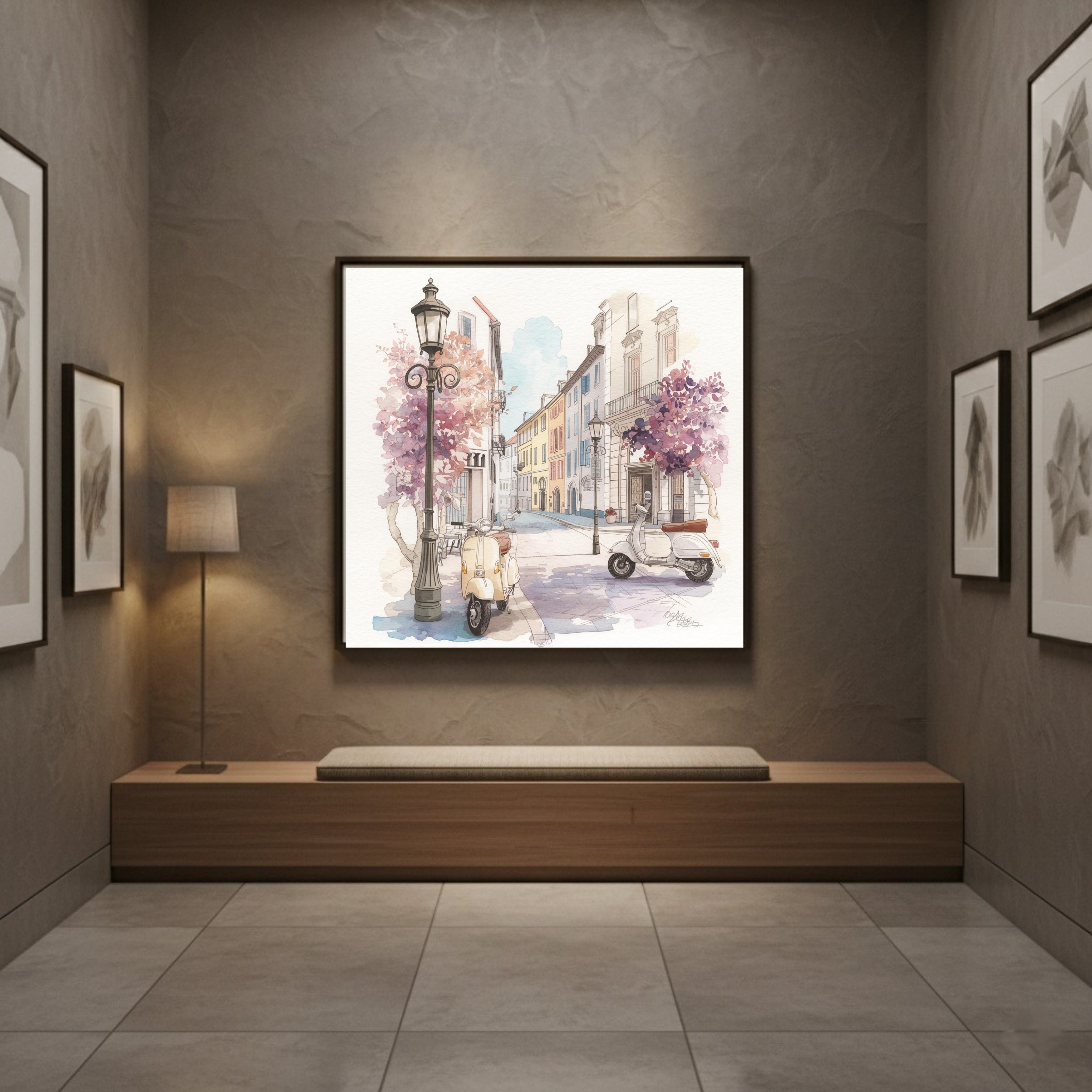 25-Piece Watercolor Sketch Wall Art Mega Bundle: Pastel European Street Scenes & Cozy Coffee Shop Prints